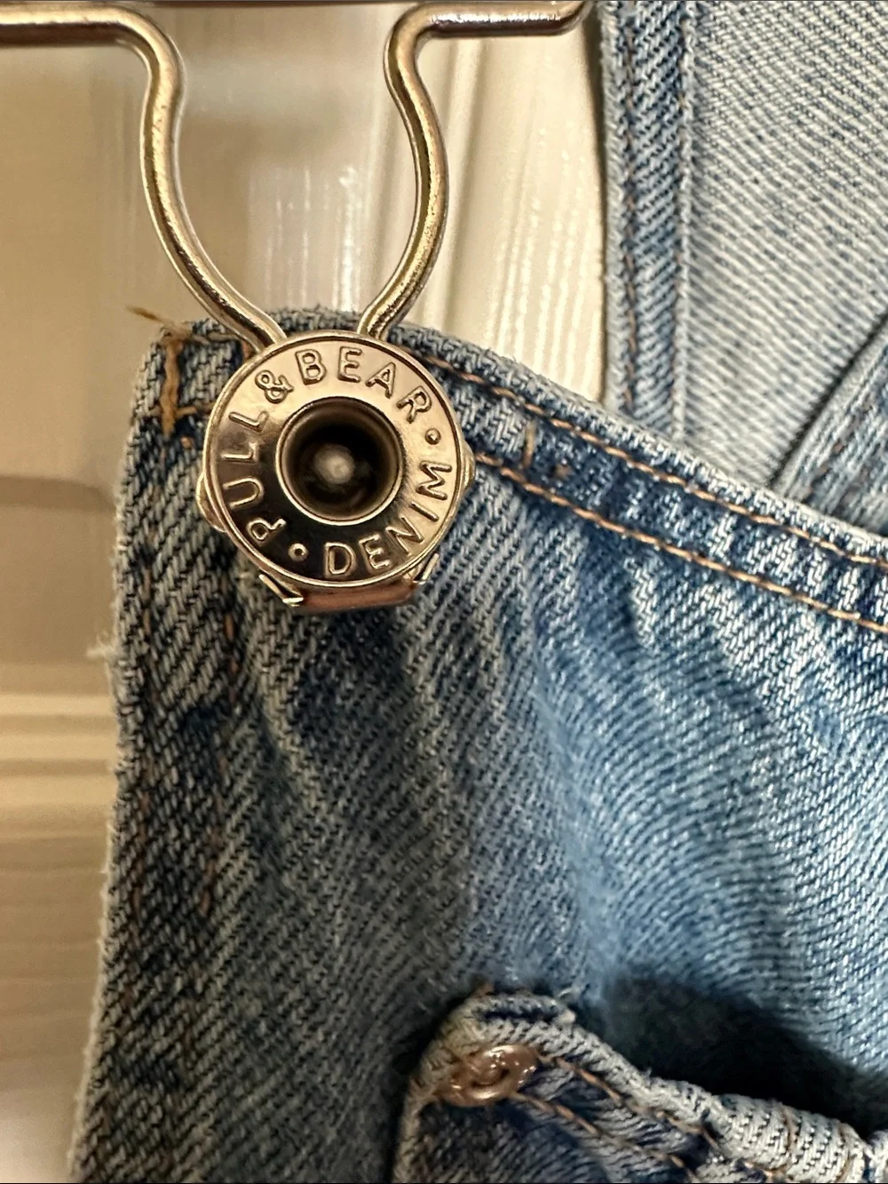 Pull&Bear Classic Denim Bib Overalls “Dungarees”- Medium Wash, Size Small, EUC - Picture 6 of 11